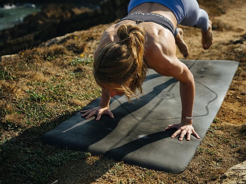 Person focus during slow yoga movement